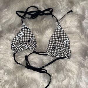PacSun Black and White Floral Bikini Top